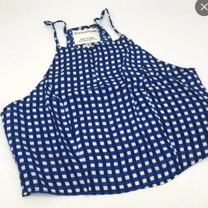 Privacy please blue gingham top XS